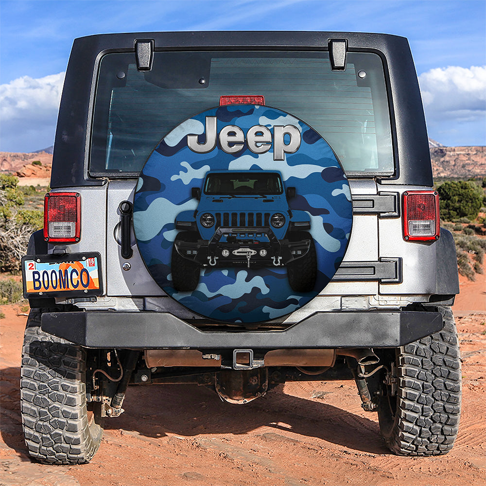 Blue Jeep Camouflage Car Spare Tire Covers Gift For Campers Nearkii