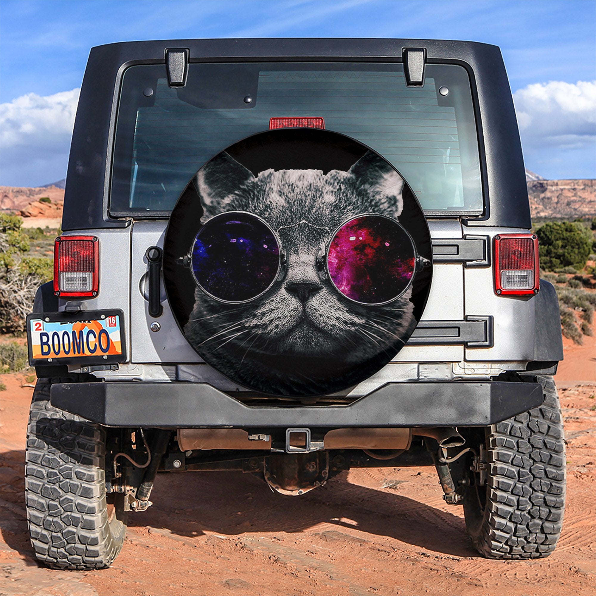 Cat Glasses Space Abstract Car Spare Tire Covers Gift For Campers Nearkii