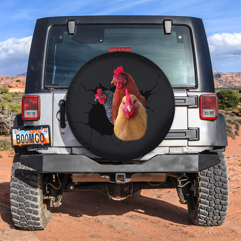 Funny Chicken Face Car Spare Tire Cover Gift For Campers Nearkii