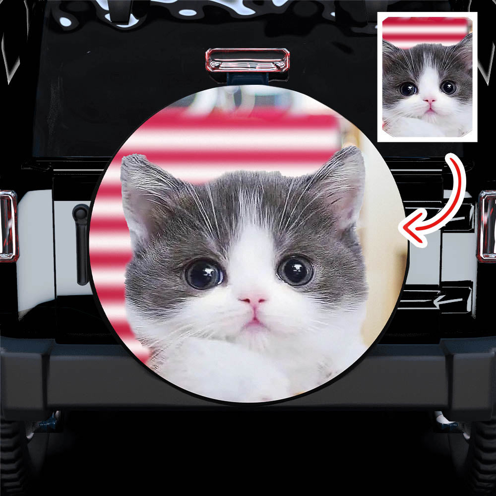 Personalized Custom Pet Cute Cat Funny Spare Tire Covers Gift For Campers Nearkii