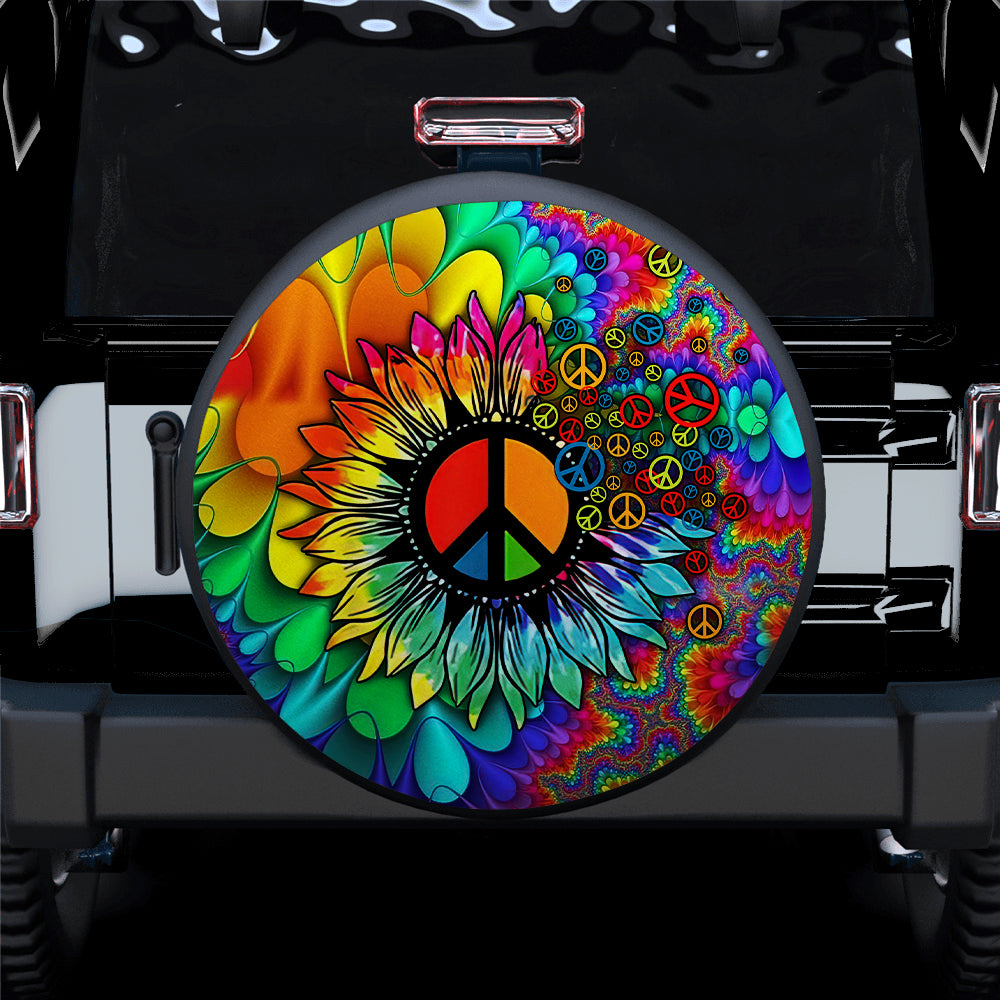 Colorful Hippie Sunflower Car Spare Tire Covers Gift For Campers Nearkii