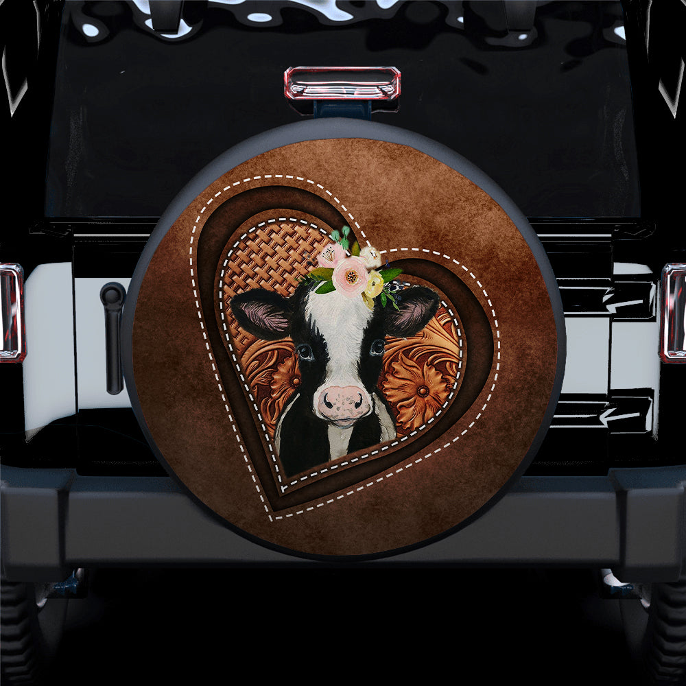 Cow Heart Flower Farm Car Spare Tire Covers Gift For Campers Nearkii