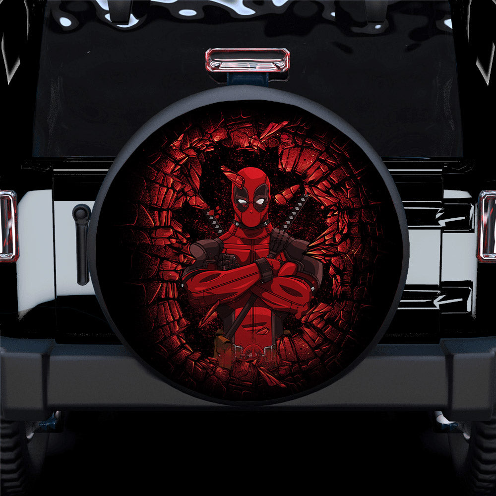 Deadpool Break Wall Car Spare Tire Covers Gift For Campers Nearkii