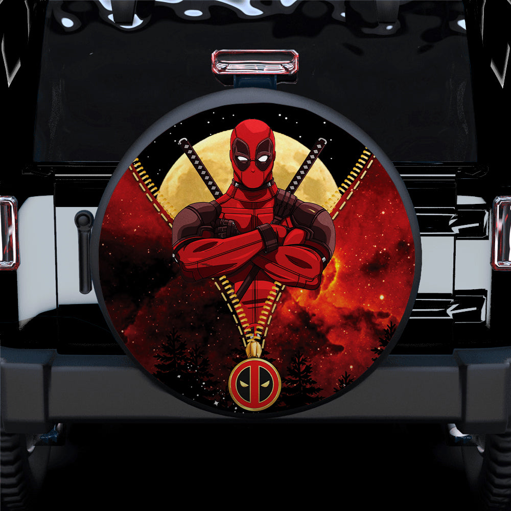 Deadpool Darkness Zipper Car Spare Tire Covers Gift For Campers Nearkii