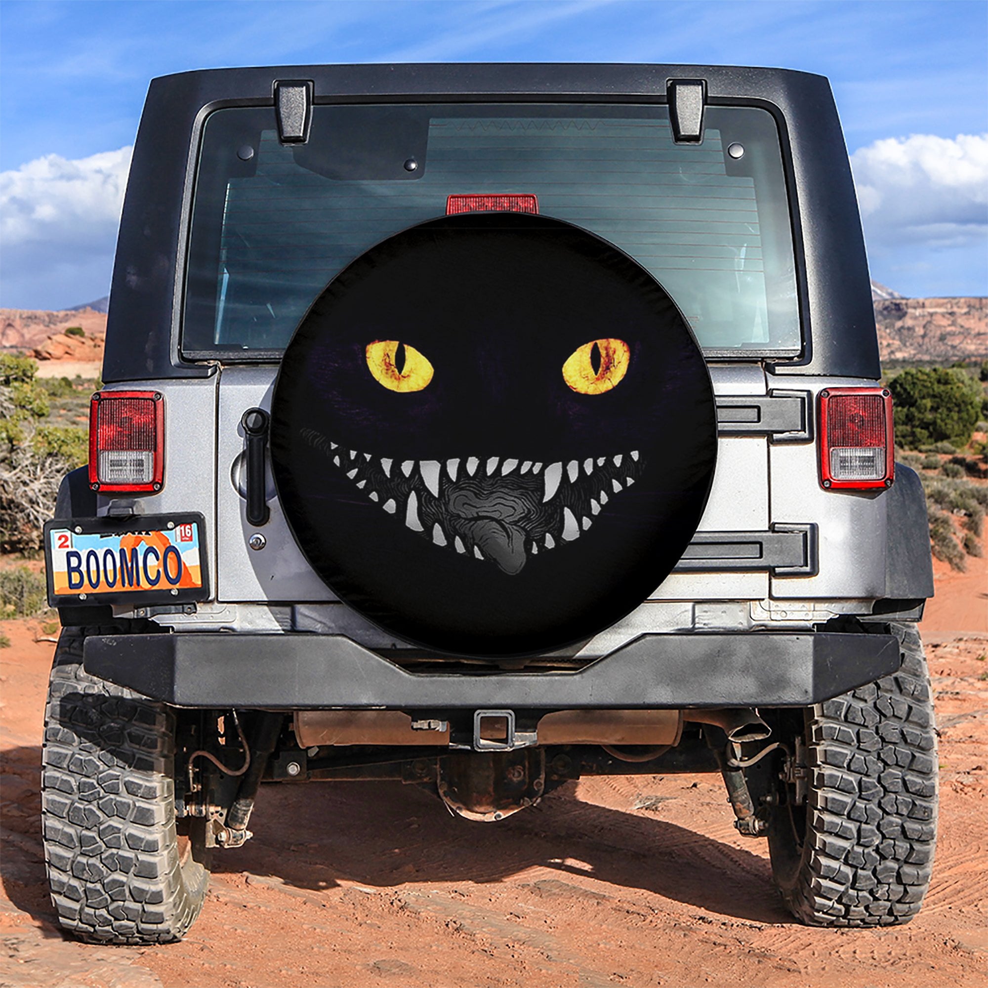Demon Black Cat Creepy Dragon Eyes Halloween Car Spare Tire Covers Gift For Campers Nearkii