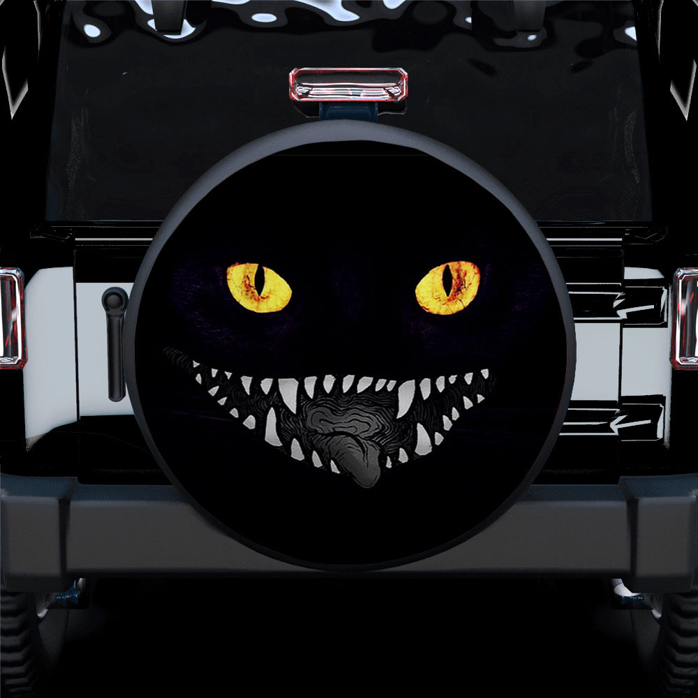 Demon Black Cat Creepy Dragon Eyes Halloween Car Spare Tire Covers Gift For Campers Nearkii