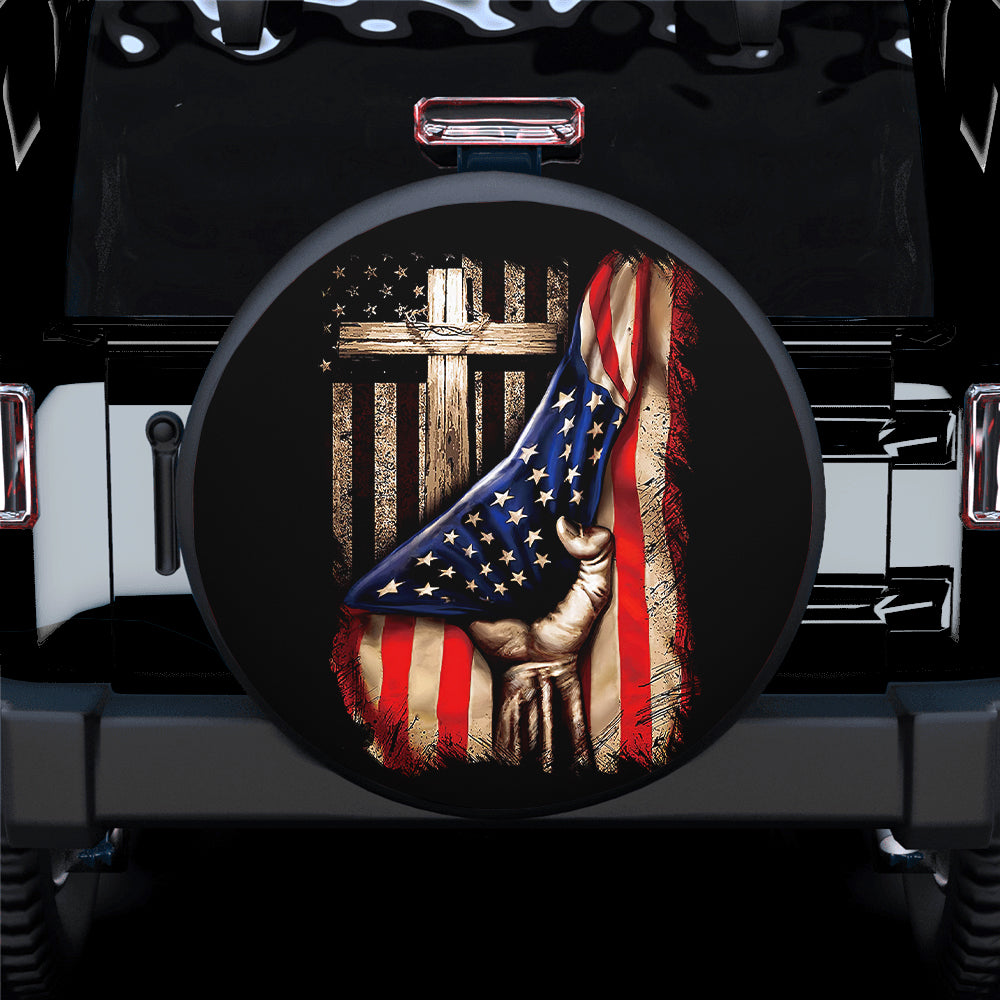 Old Wood Cross Jeep Car Spare Tire Cover Gift For Campers Nearkii