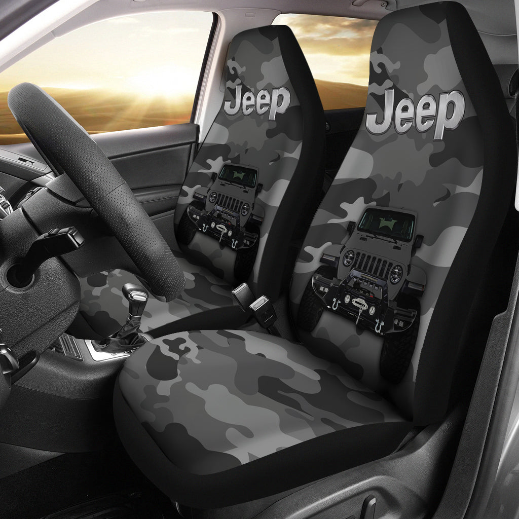 Gray Jeep Camouflage Premium Custom Car Seat Covers Decor Protectors Nearkii