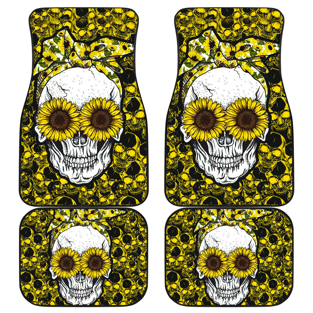 Sunflower Lady Skull Car Floor Mats Car Accessories Nearkii