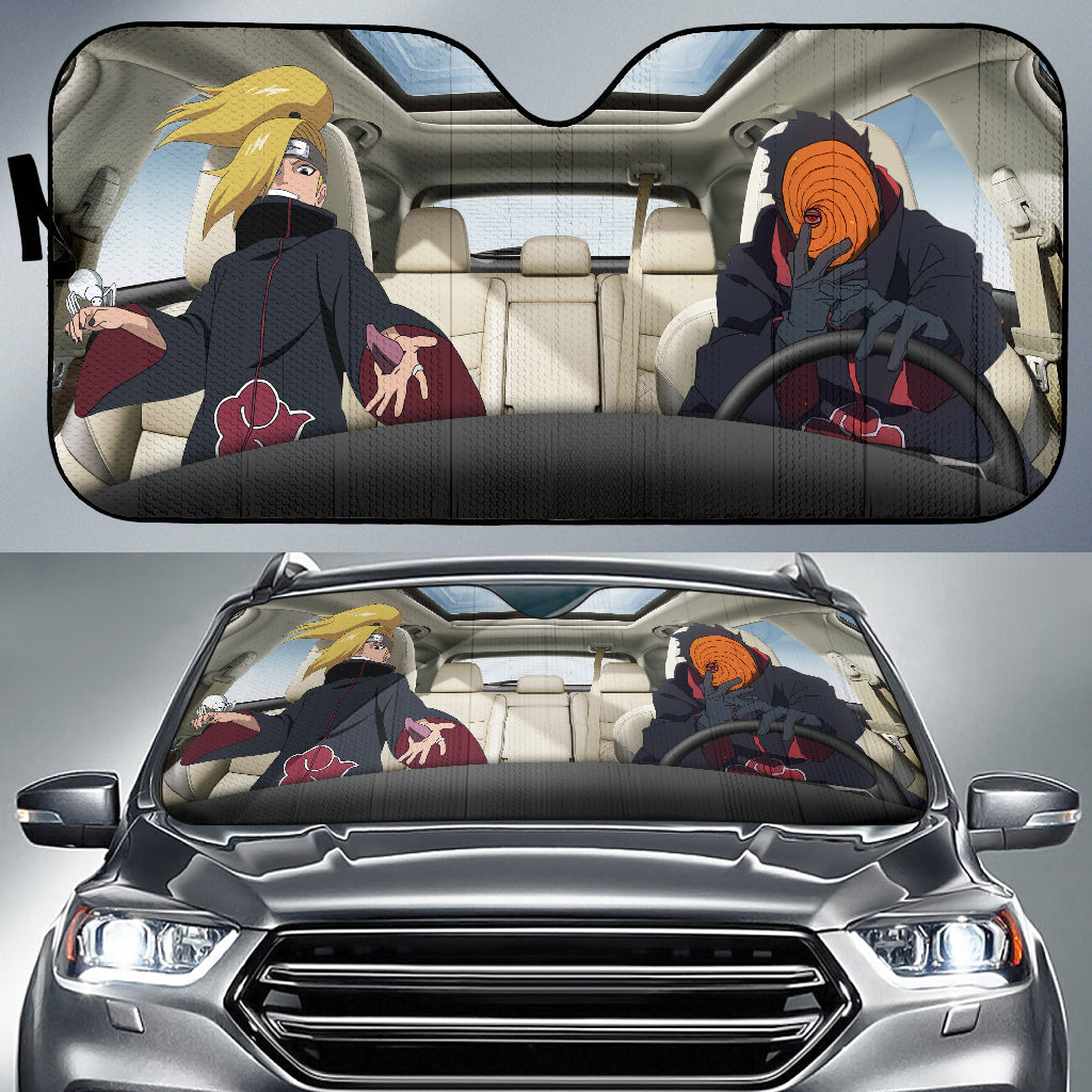Naruto Akatsuki Obito And Deidara Driving Car Auto Sunshades Nearkii