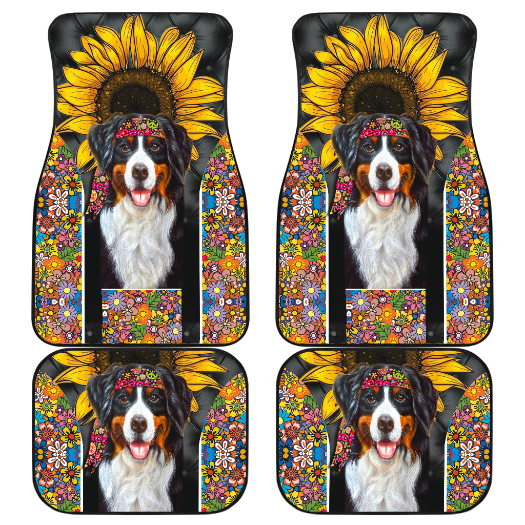 Bernese Mountain Dog Sunflower Hippie Car Floor Mats Car Accessories Nearkii