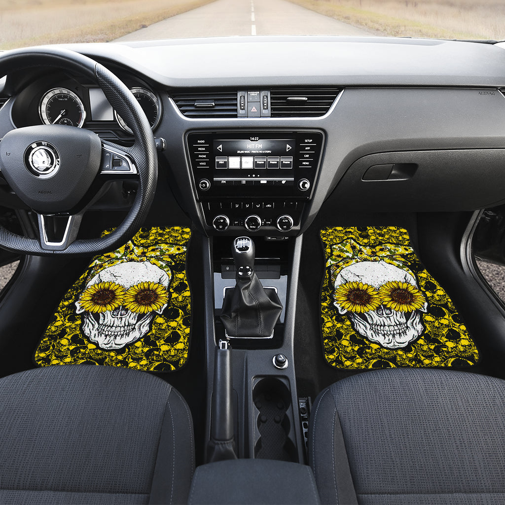 Sunflower Lady Skull Car Floor Mats Car Accessories Nearkii