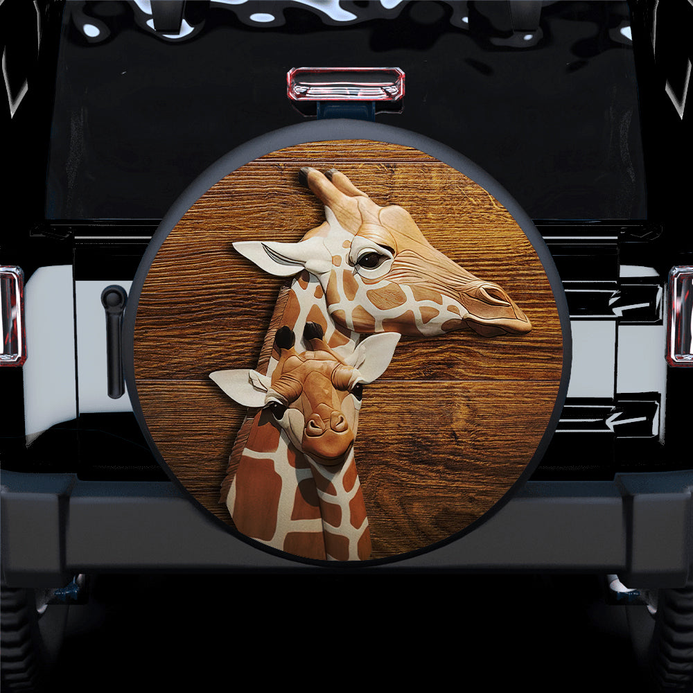 Giraffe Wooden 3D Car Spare Tire Covers Gift For Campers Nearkii