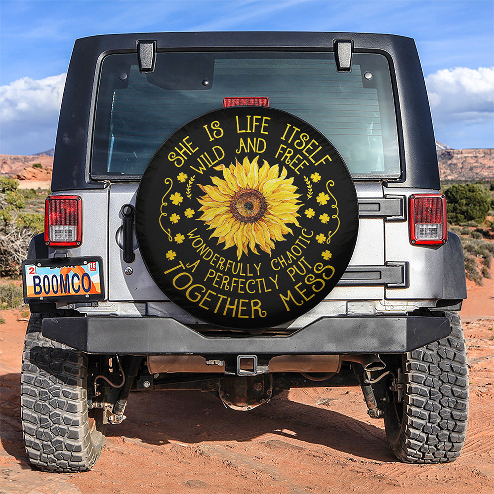 Girl Life Sunflower Car Spare Tire Covers Gift For Campers Nearkii