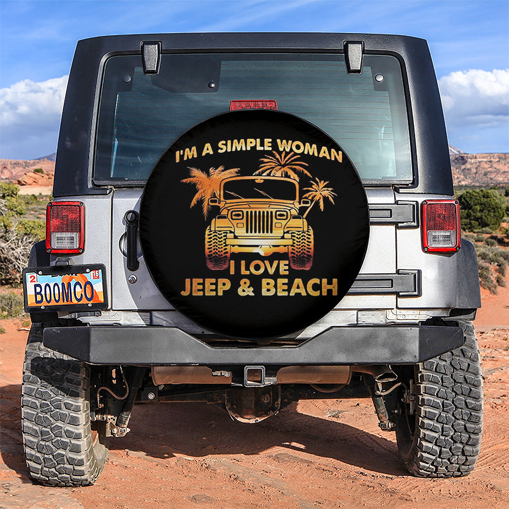 Im A Simple Woman I Love Jeep And Beach Car Spare Tire Covers Gift For Campers Nearkii