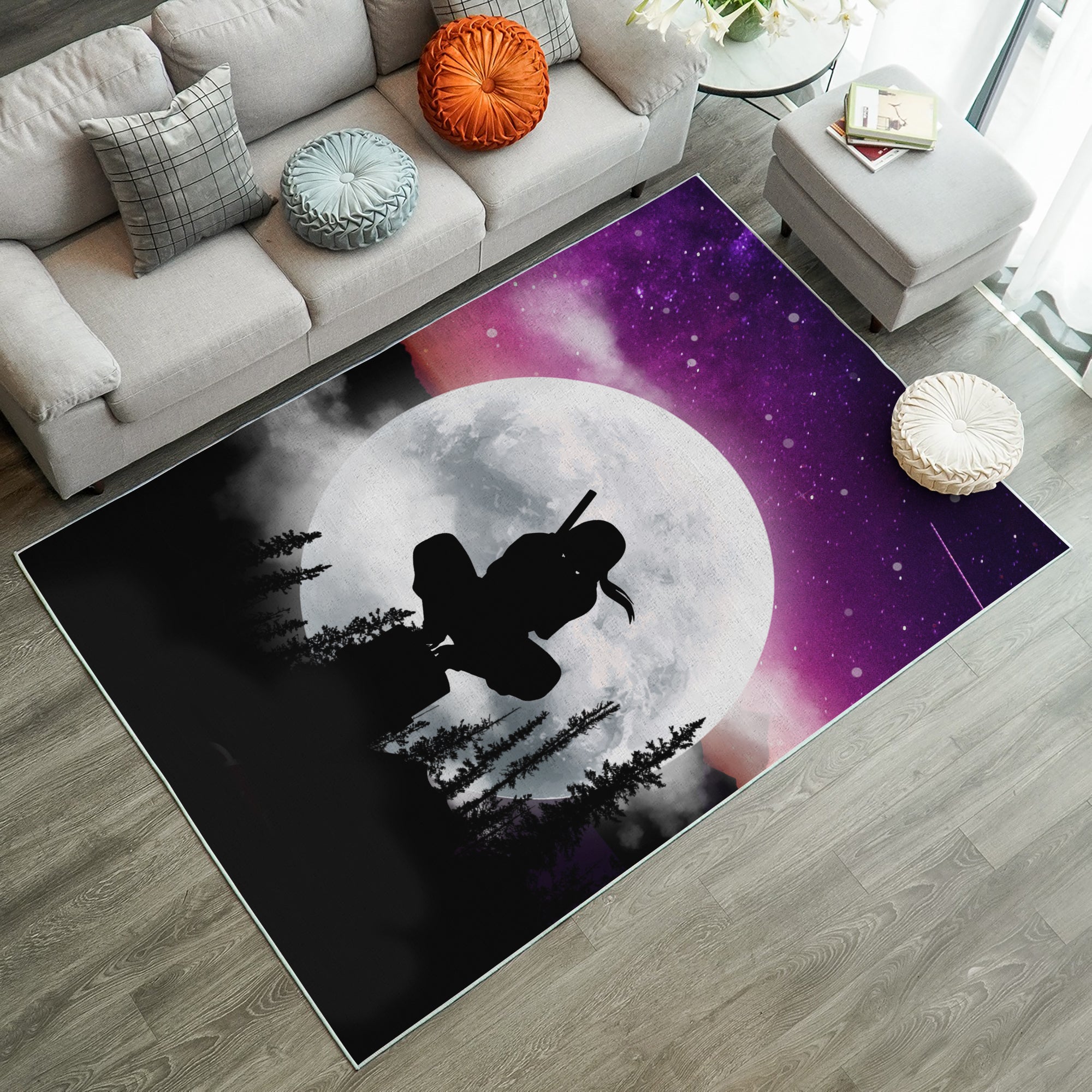 Itachi Moon Night Galaxy Rug Carpet Rug Home Room Decor Nearkii