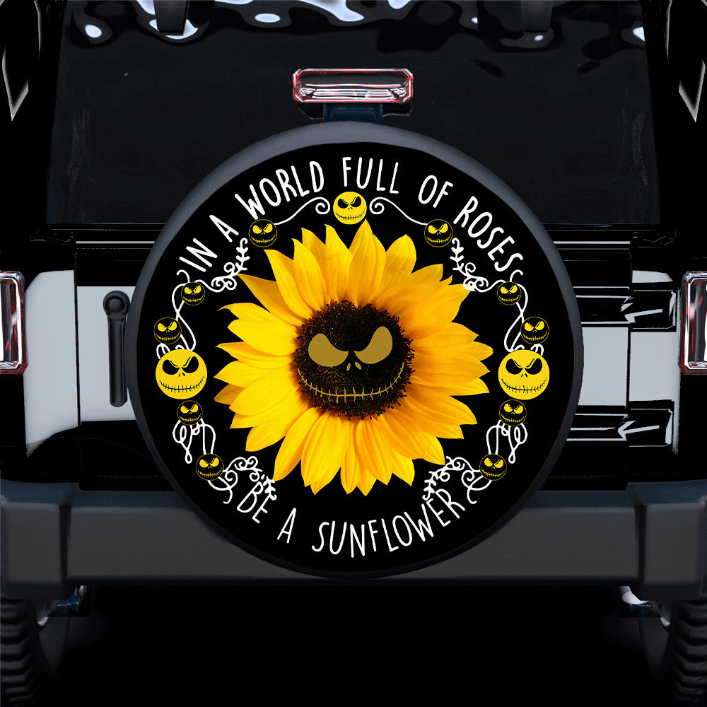 Jack Skellington Sunflower Car Spare Tire Covers Gift For Campers Nearkii