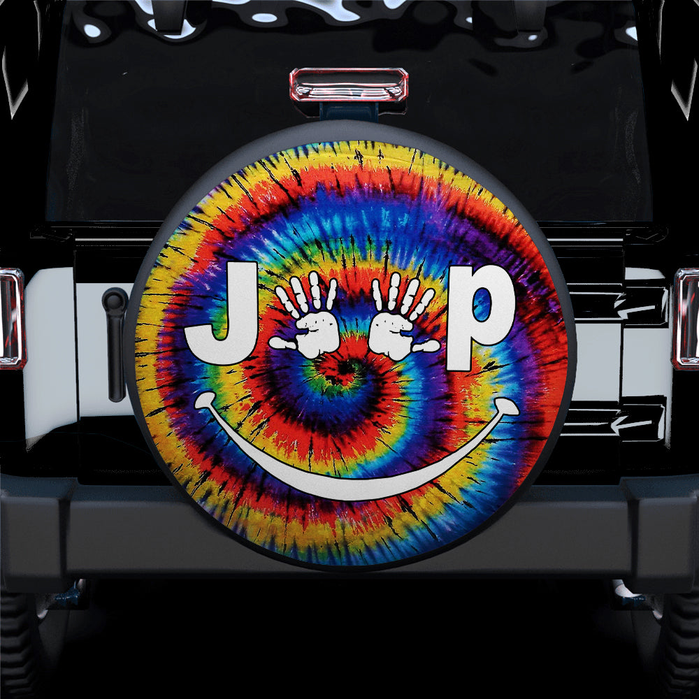 Jeep Hand Smile Tie Dye Car Spare Tire Cover Gift For Campers Nearkii