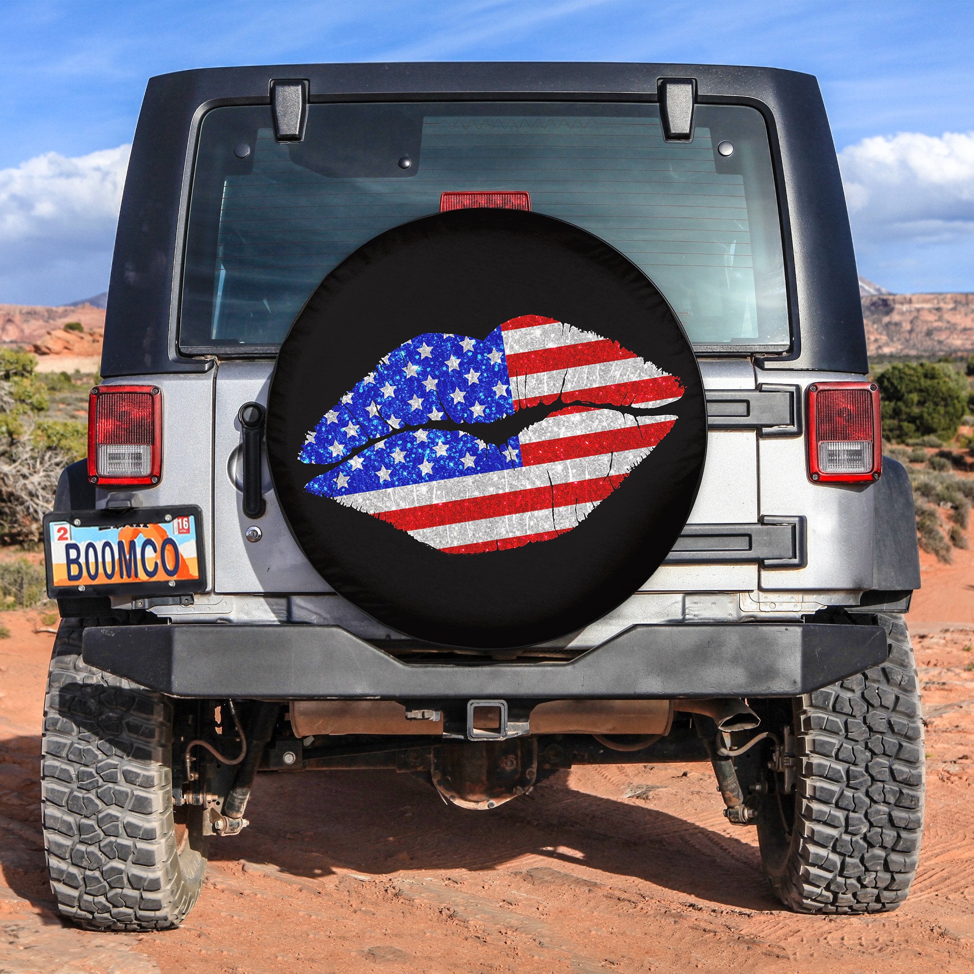 American Flag Kiss Jeep Car Spare Tire Cover Gift For Campers Nearkii