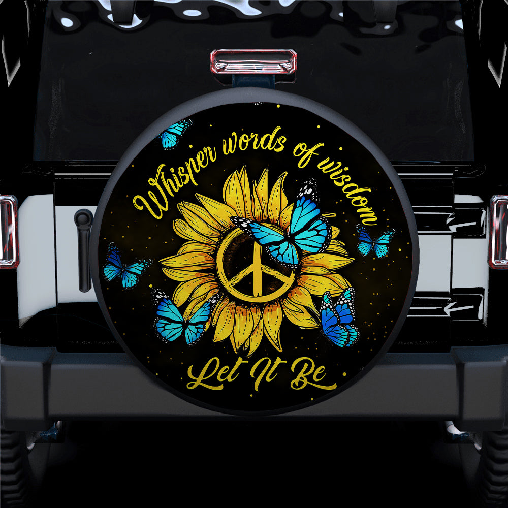 Let It Be Hippie Butterfly Blue Car Spare Tire Covers Gift For Campers Nearkii