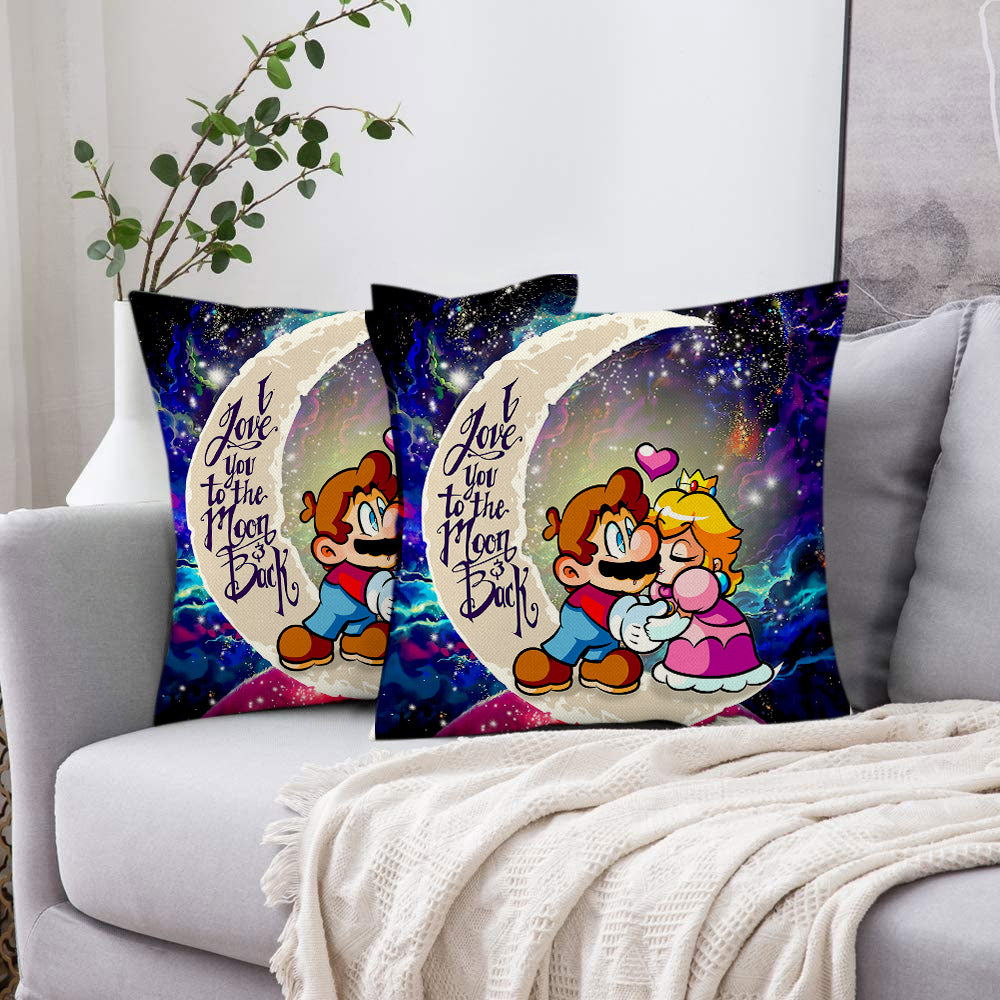 Mario Couple Love You To The Moon Galaxy Pillowcase Room Decor Nearkii