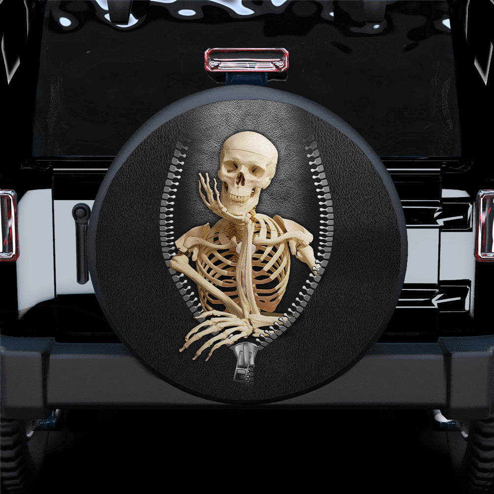 Skull Funny Zipper Car Spare Tire Covers Gift For Campers Nearkii