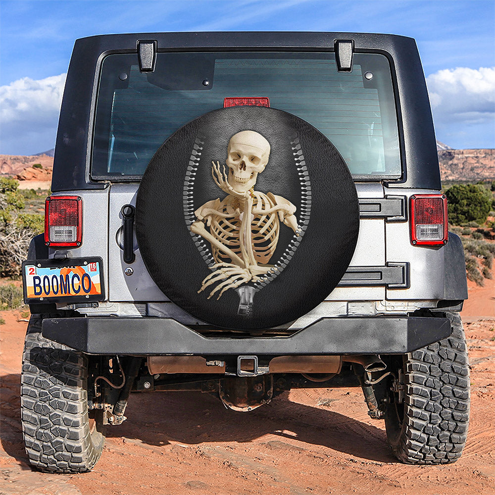 Skull Funny Zipper Car Spare Tire Covers Gift For Campers Nearkii
