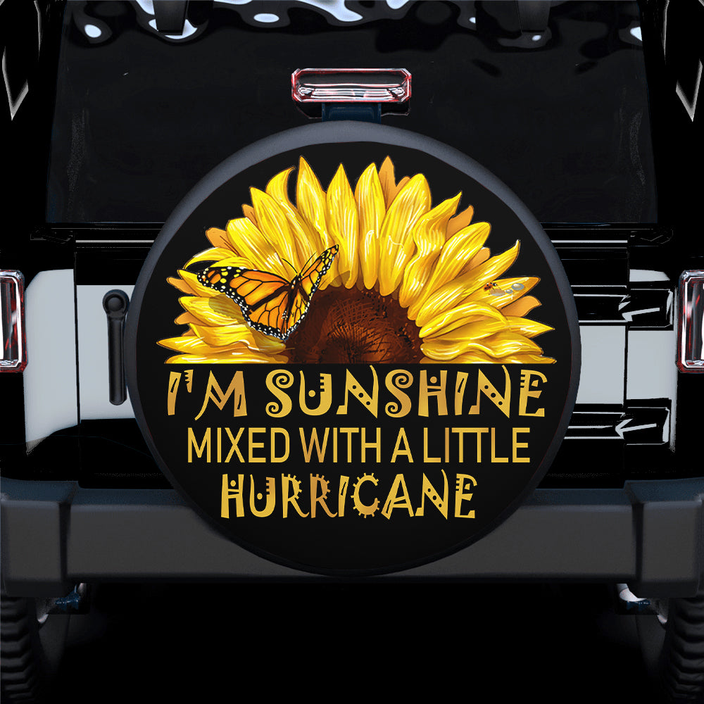 Sunflower I'm Sunshine Mixed With A Little Hurricane Car Spare Tire Cover Gift For Campers Nearkii