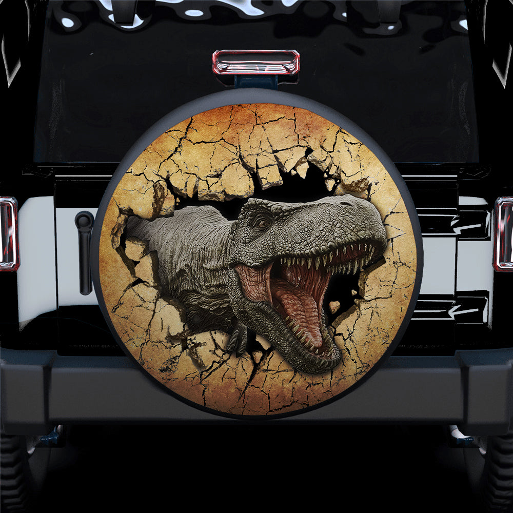 Dinosaur Appears, T-Rex Crack Car Spare Tire Cover Gift For Campers Nearkii