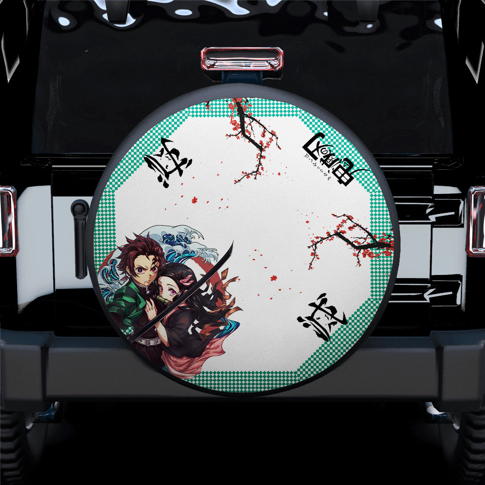 Tanjiro And Nejuko Demon Slayer Anime Car Spare Tire Covers Gift For Campers Nearkii