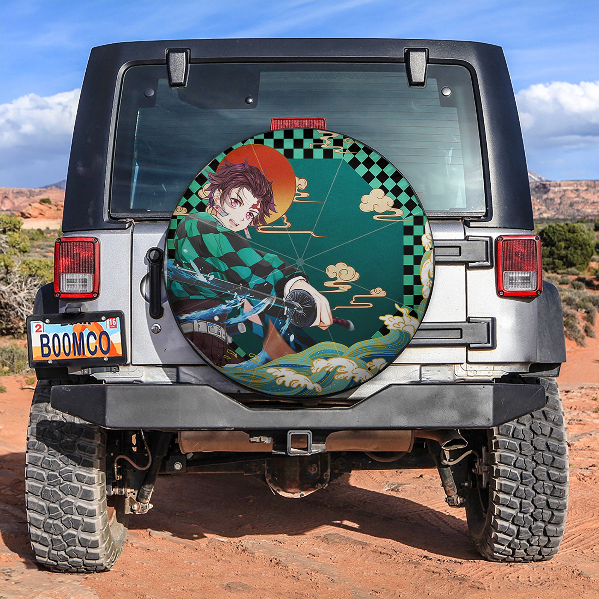 Tanjiro Style Demon Slayer Car Spare Tire Covers Gift For Campers Nearkii