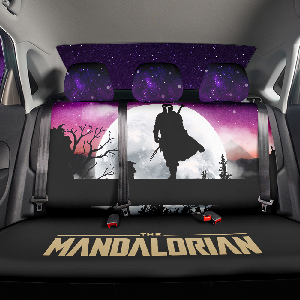The Mandalorian And Baby Yoda Moon Night Car Back Seat Covers Decor Protectors Nearkii