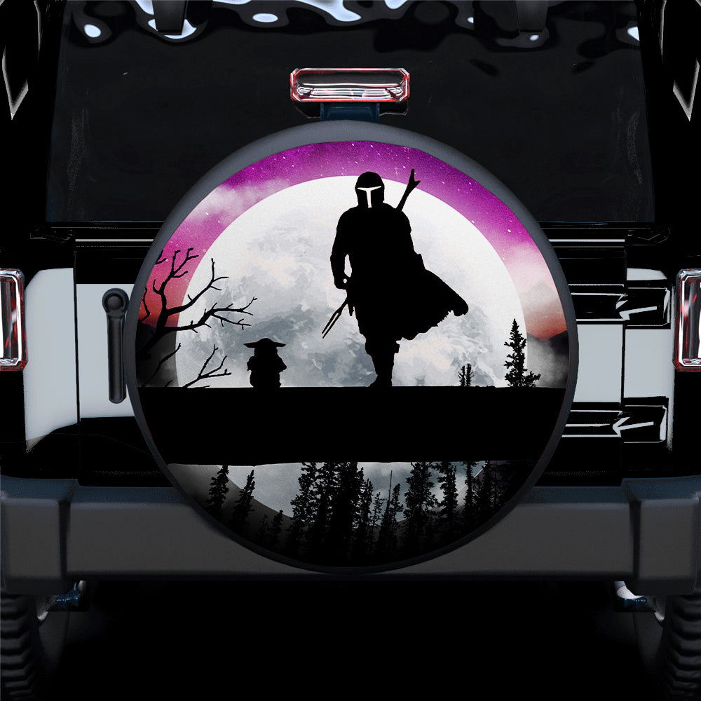The Mandalorian And Baby Yoda Moon Night Car Spare Tire Covers Gift For Campers Nearkii