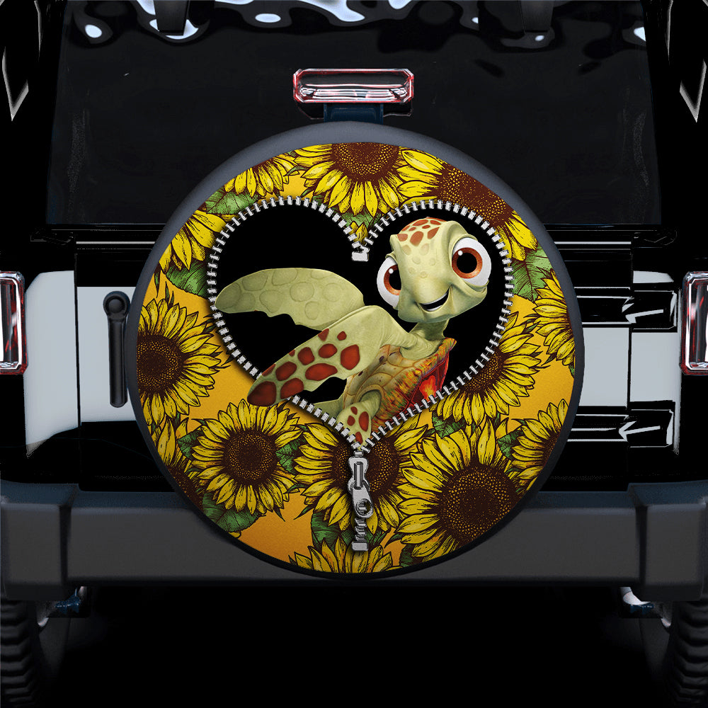 Turtle Sunflower Zipper Car Spare Tire Covers Gift For Campers Nearkii