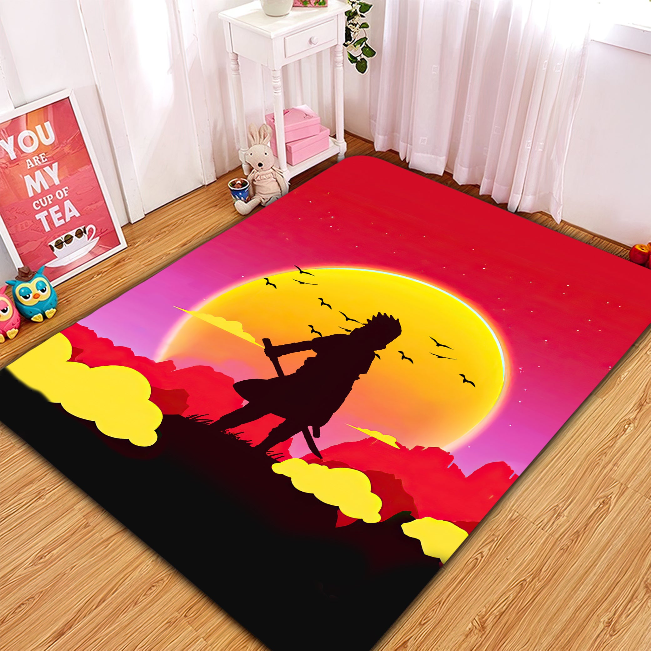 Uchiha Sasuke Naruto Sunset Rug Carpet Rug Home Room Decor Nearkii