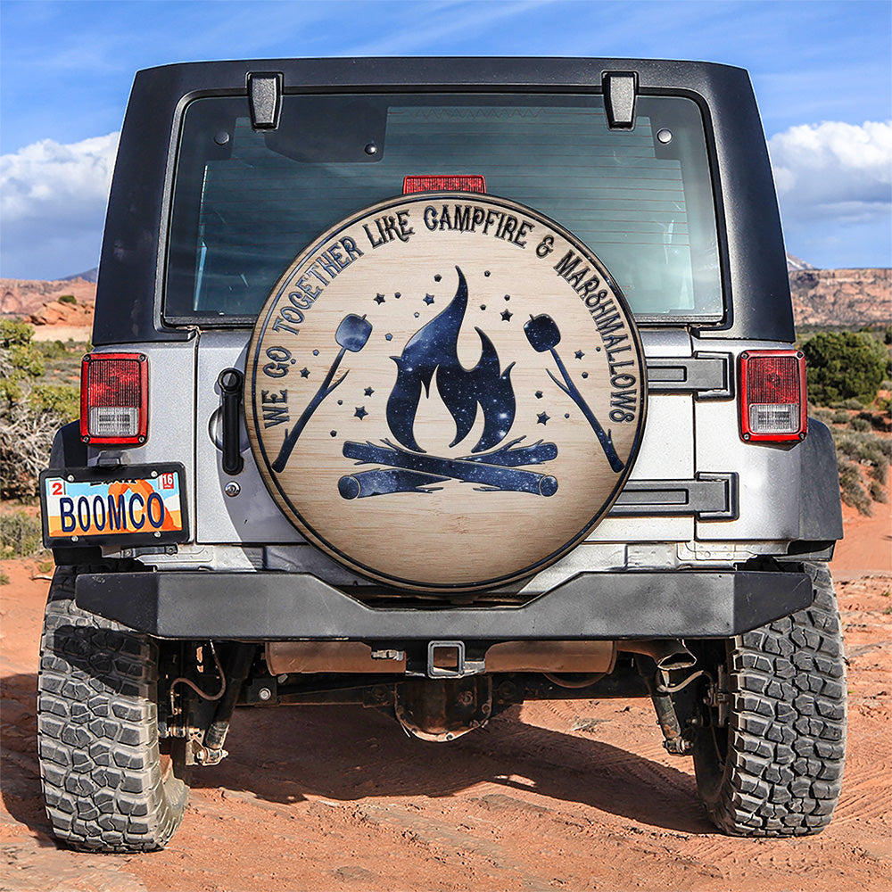 We Go Together Like Campfire And Marshmallows Car Spare Tire Covers Gift For Campers Nearkii