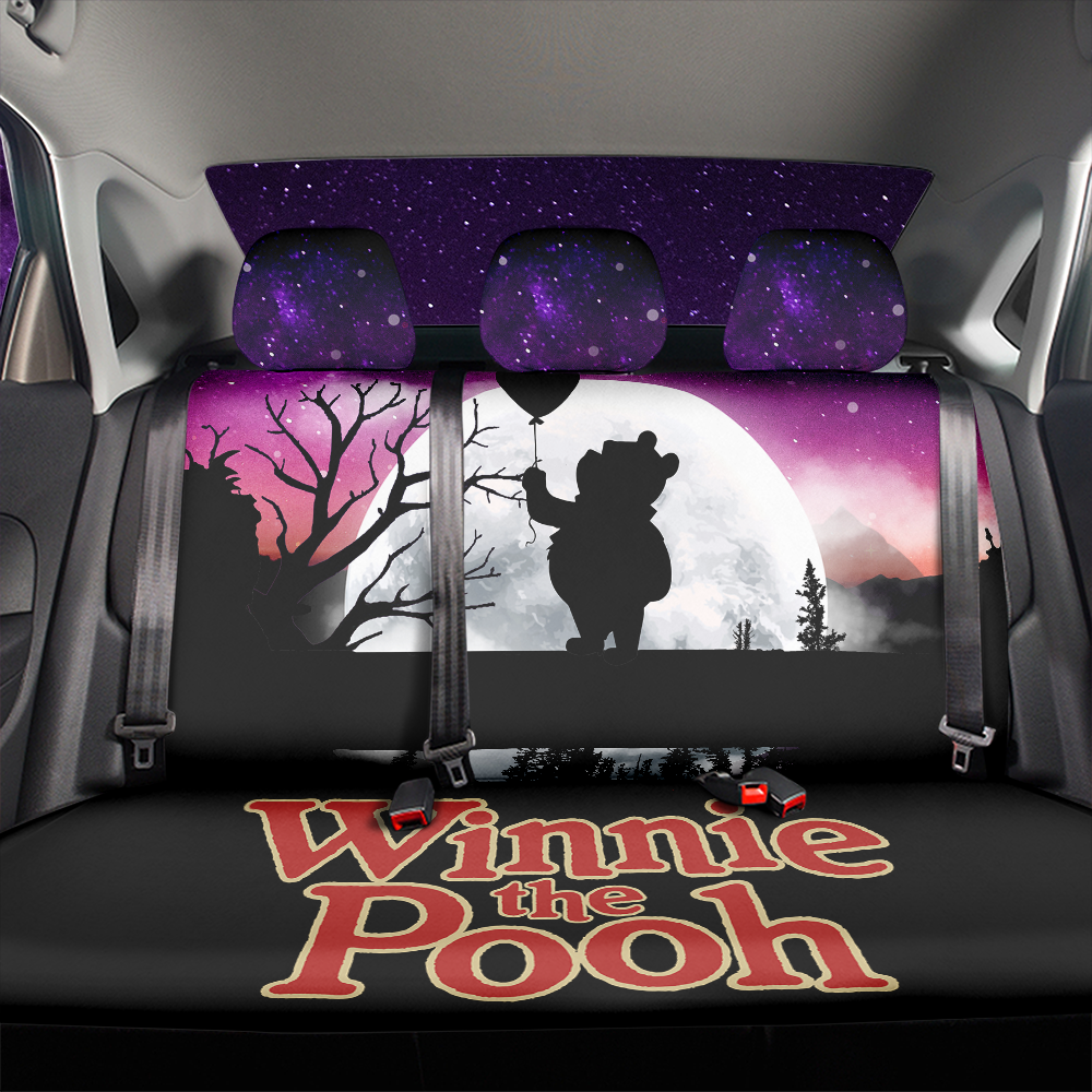 Winnie The Pooh Moon Night Car Back Seat Covers Decor Protectors Nearkii