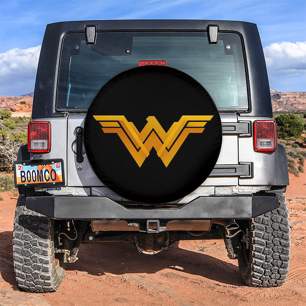 Wonder Woman Black And Yellow Car Spare Tire Covers Gift For Campers Nearkii