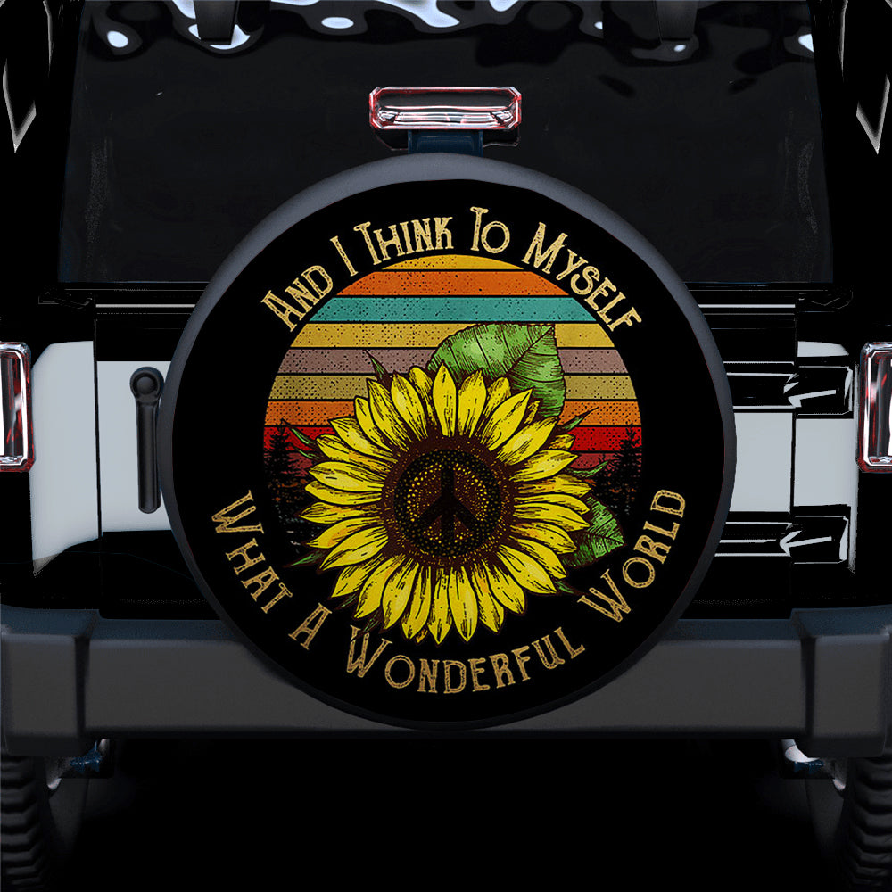 Wonderful World Sunflower Hippie Car Spare Tire Covers Gift For Campers Nearkii