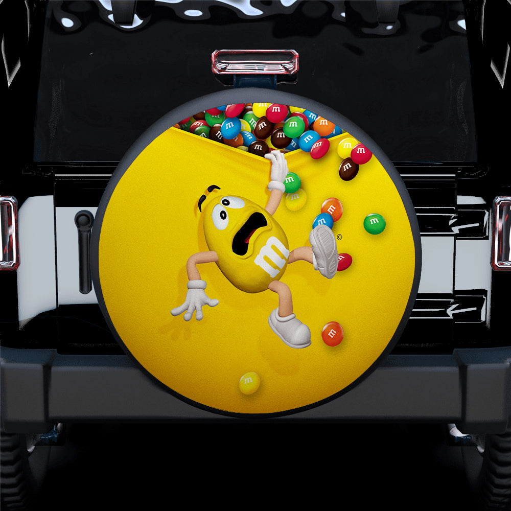 Yellow M M Chocolate Funny Car Spare Tire Covers Gift For Campers Nearkii
