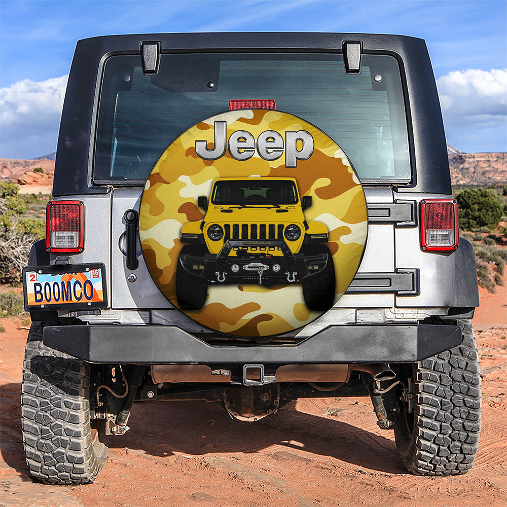 Yellow Jeep Camouflage Car Spare Tire Covers Gift For Campers Nearkii
