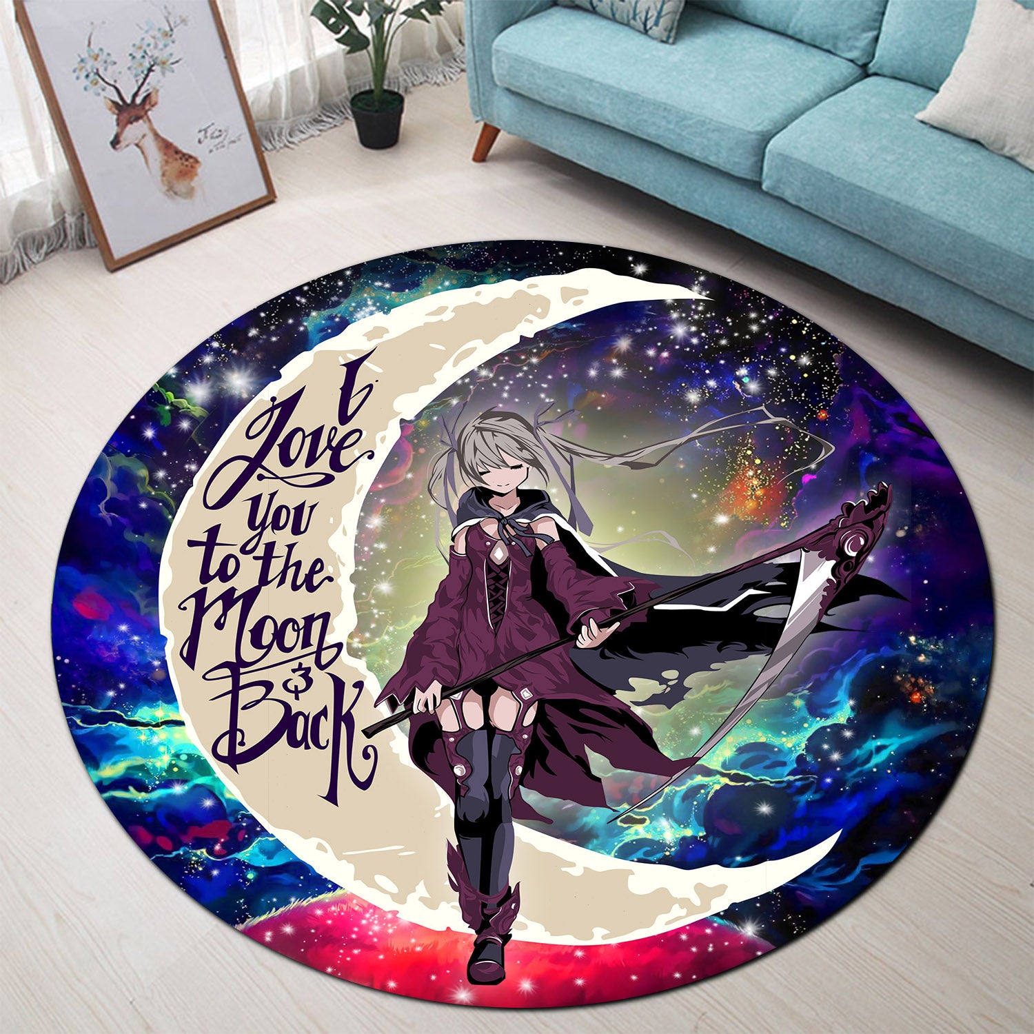 Anime Girl Soul Eate Love You To The Moon Galaxy Round Carpet Rug Bedroom Livingroom Home Decor Nearkii