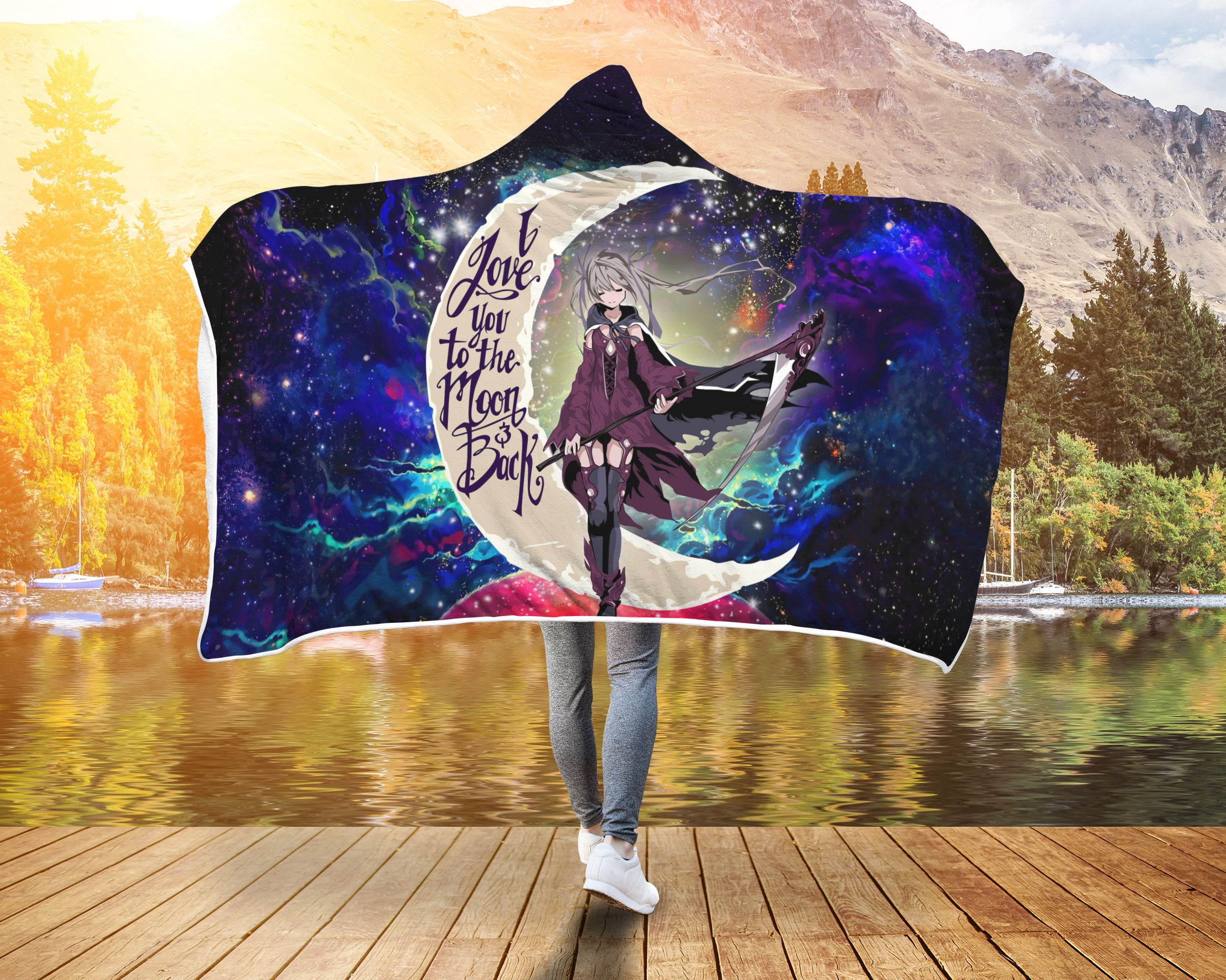 Soul Eater Love You To The Moon Galaxy Economy Hooded Blanket Nearkii