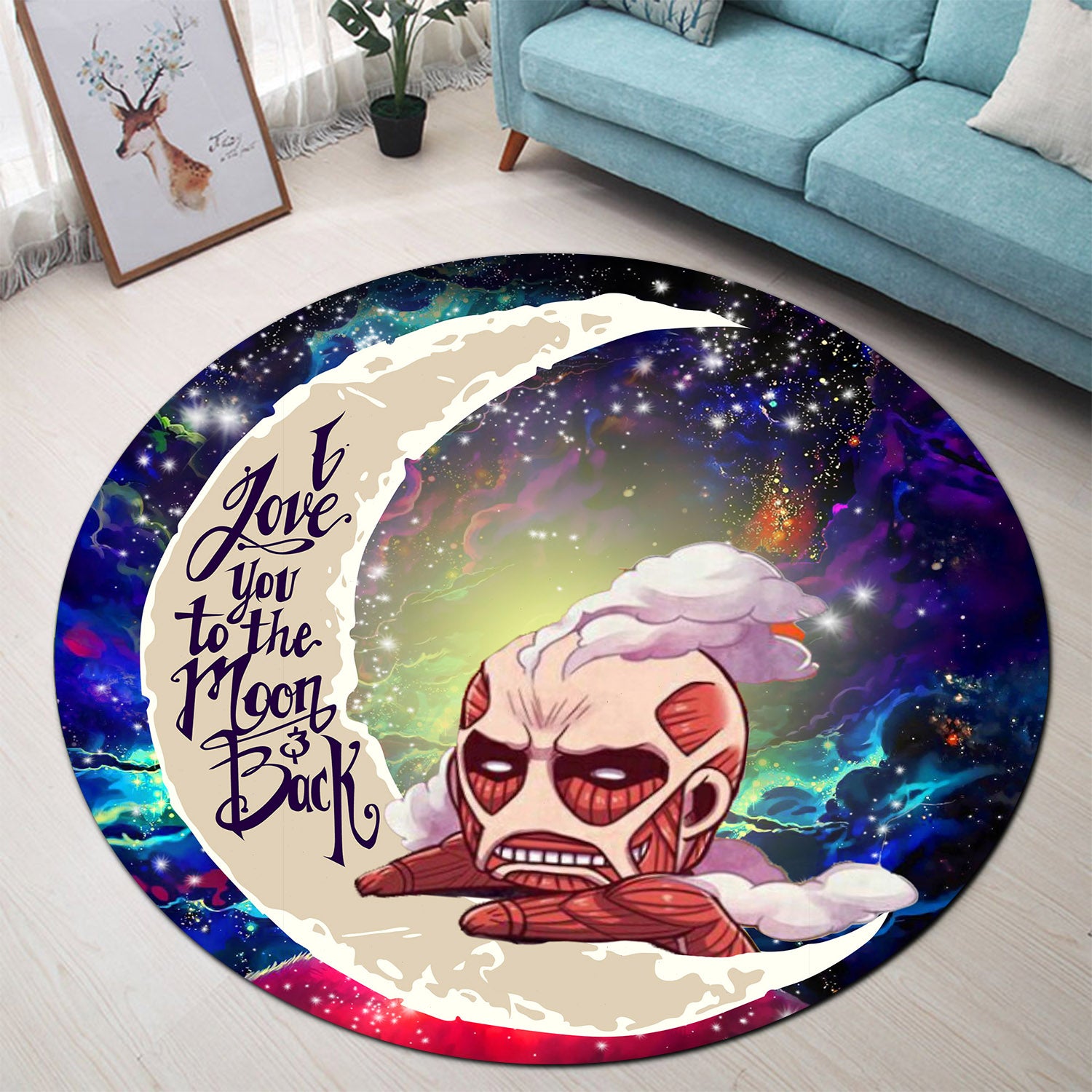Attack On Titan Love You To The Moon Galaxy Round Carpet Rug Bedroom Livingroom Home Decor Nearkii