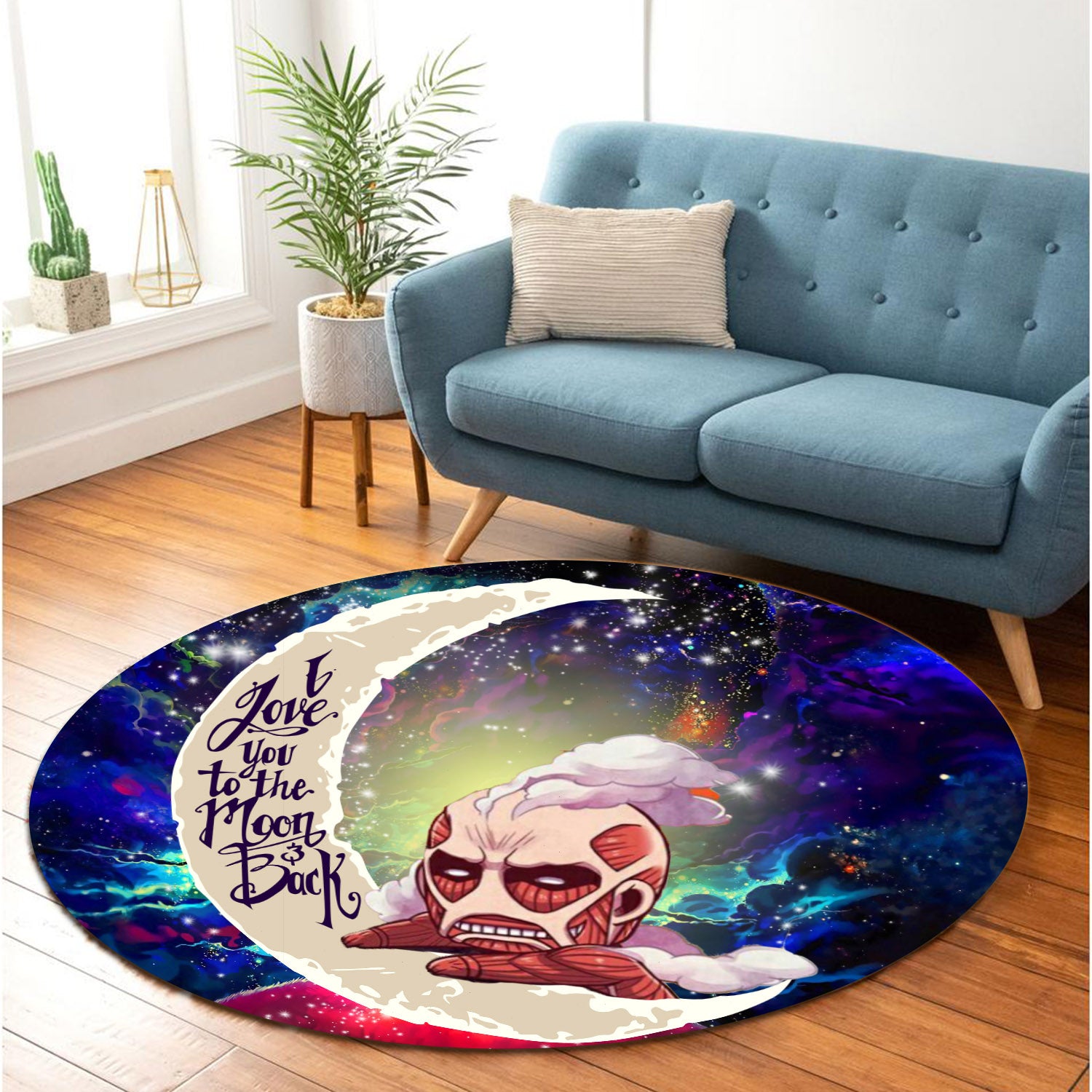 Attack On Titan Love You To The Moon Galaxy Round Carpet Rug Bedroom Livingroom Home Decor Nearkii