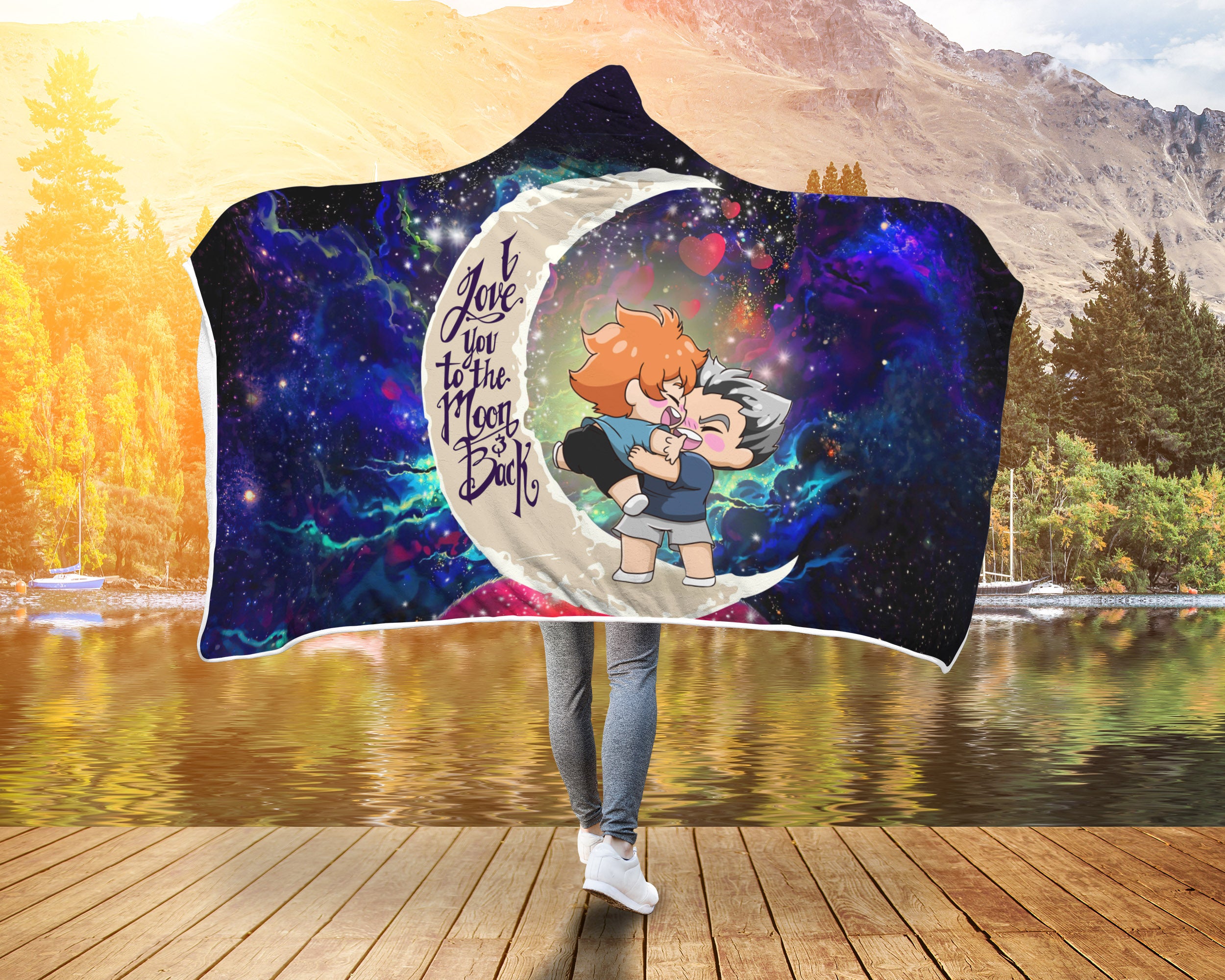 Bokuhina Love You To The Moon Galaxy Economy Hooded Blanket Nearkii