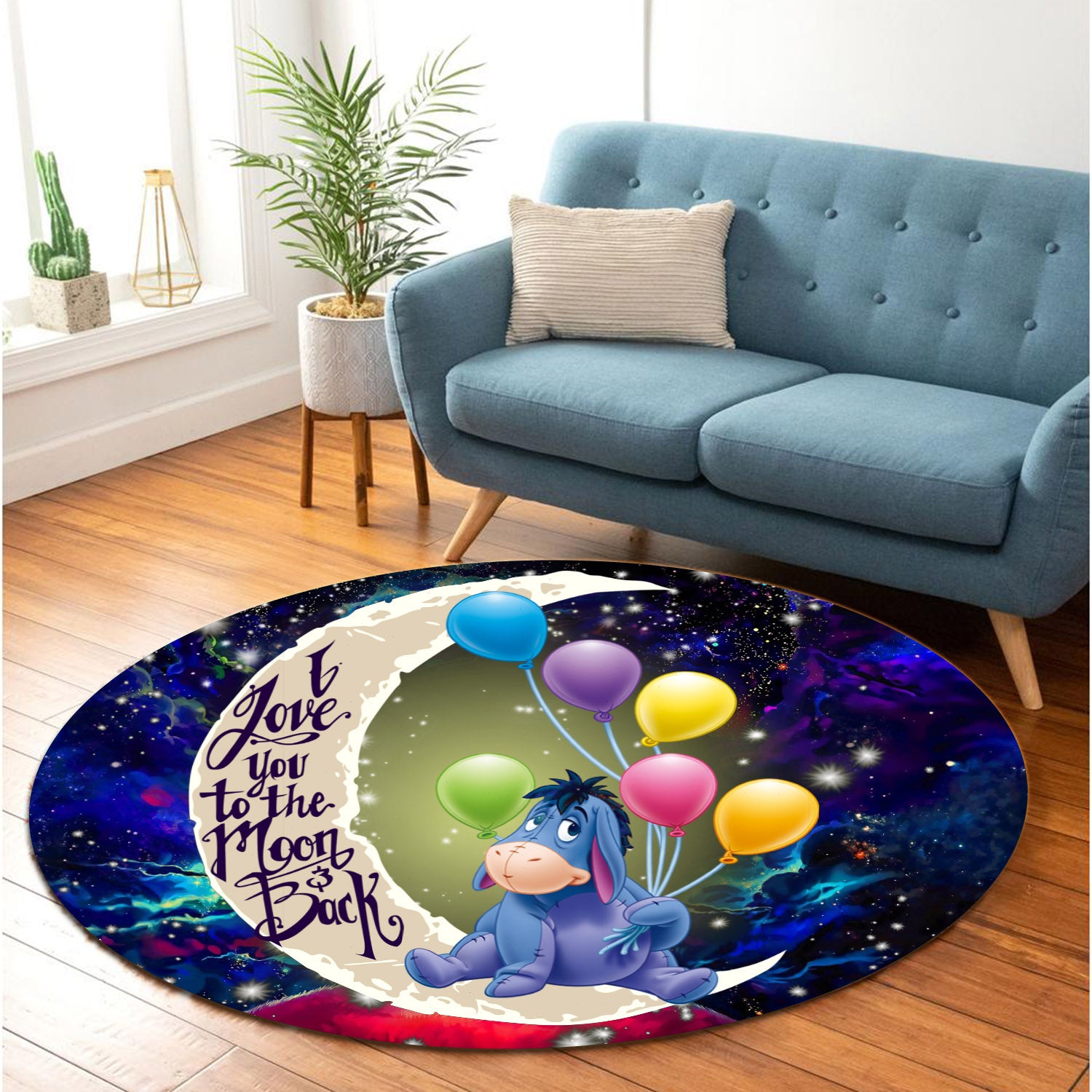 Eeyore Winnie The Pooh Love You To The Moon Galaxy Round Carpet Rug Bedroom Livingroom Home Decor Nearkii