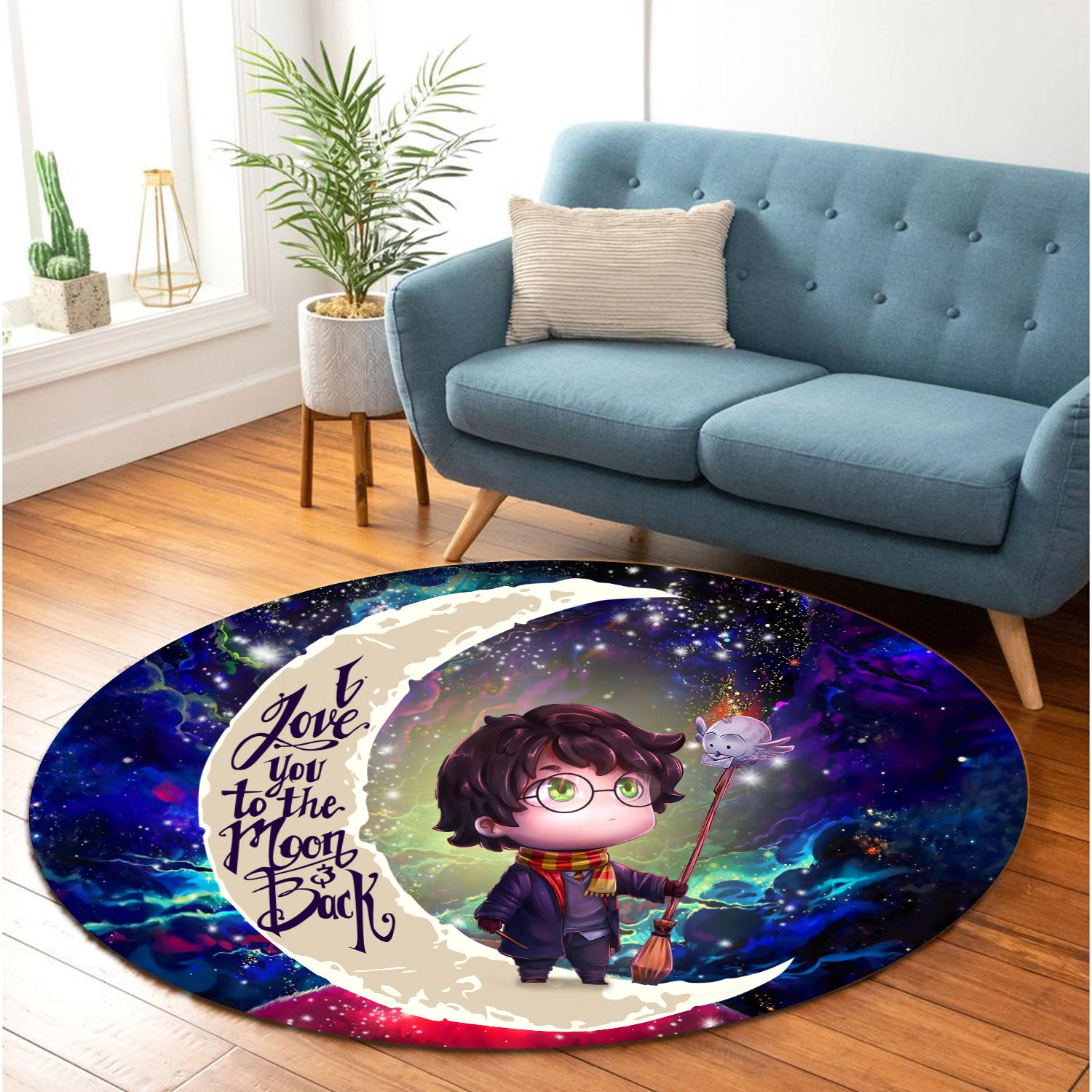 Harry Potter Chibi Love You To The Moon Galaxy Round Carpet Rug Bedroom Livingroom Home Decor Nearkii