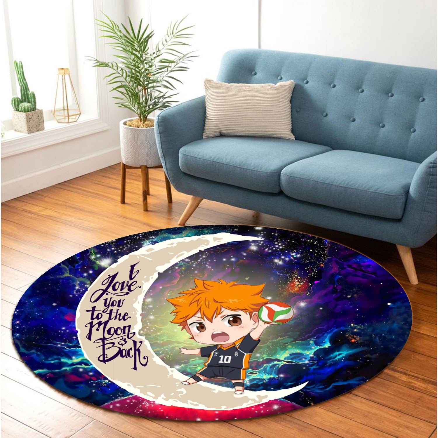Hinata Haikyuu Love You To The Moon Galaxy Round Carpet Rug Bedroom Livingroom Home Decor Nearkii