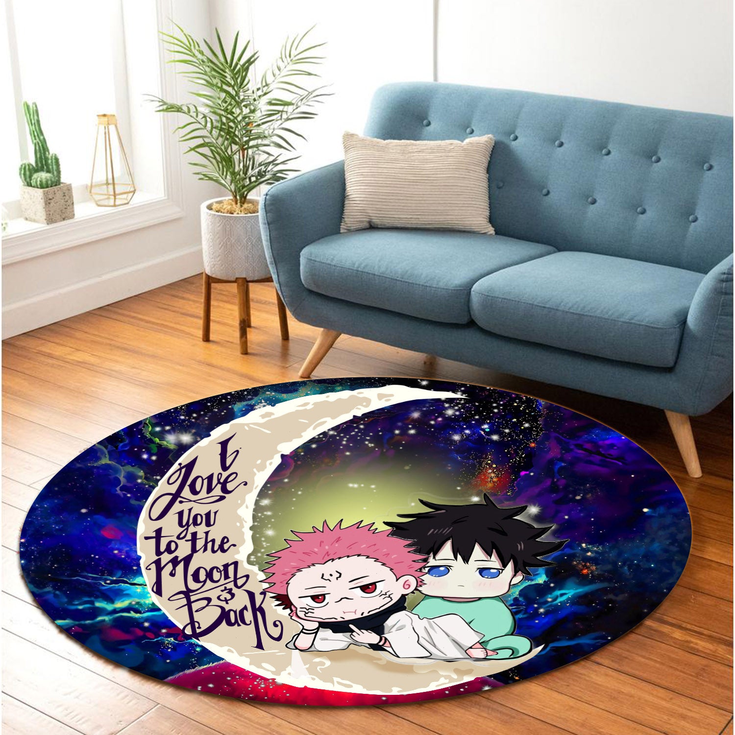 Jujutsu Kaisen Gojo Sukuna Love You To The Moon Galaxy Round Carpet Rug Bedroom Livingroom Home Decor Nearkii